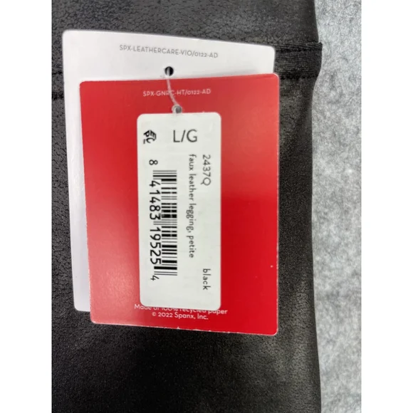 Spanx Faux Leather Leggings Womens Large Petite Black High Rise Shaping Pants - Picture 4 of 10